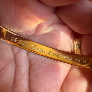 Cartier Yellow Gold Engraved Bangle